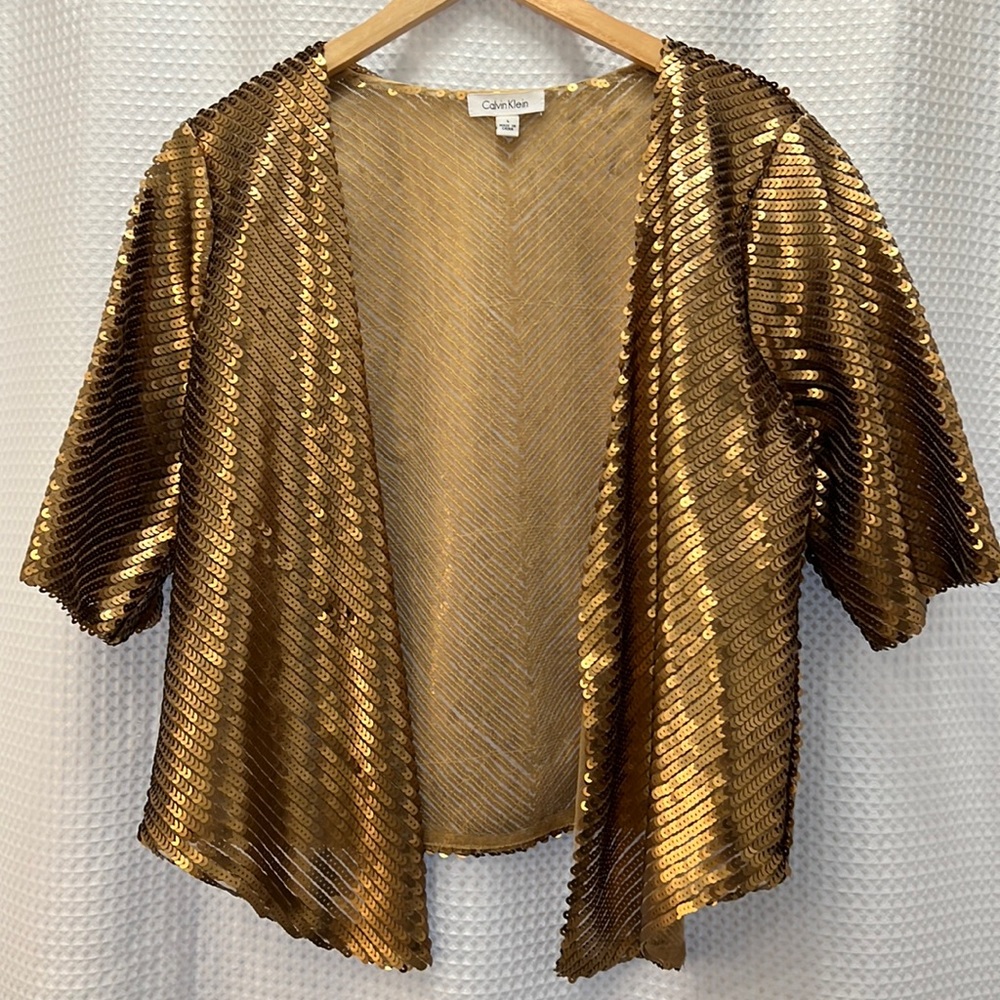 Calvin Klein gold sequins Cardigan